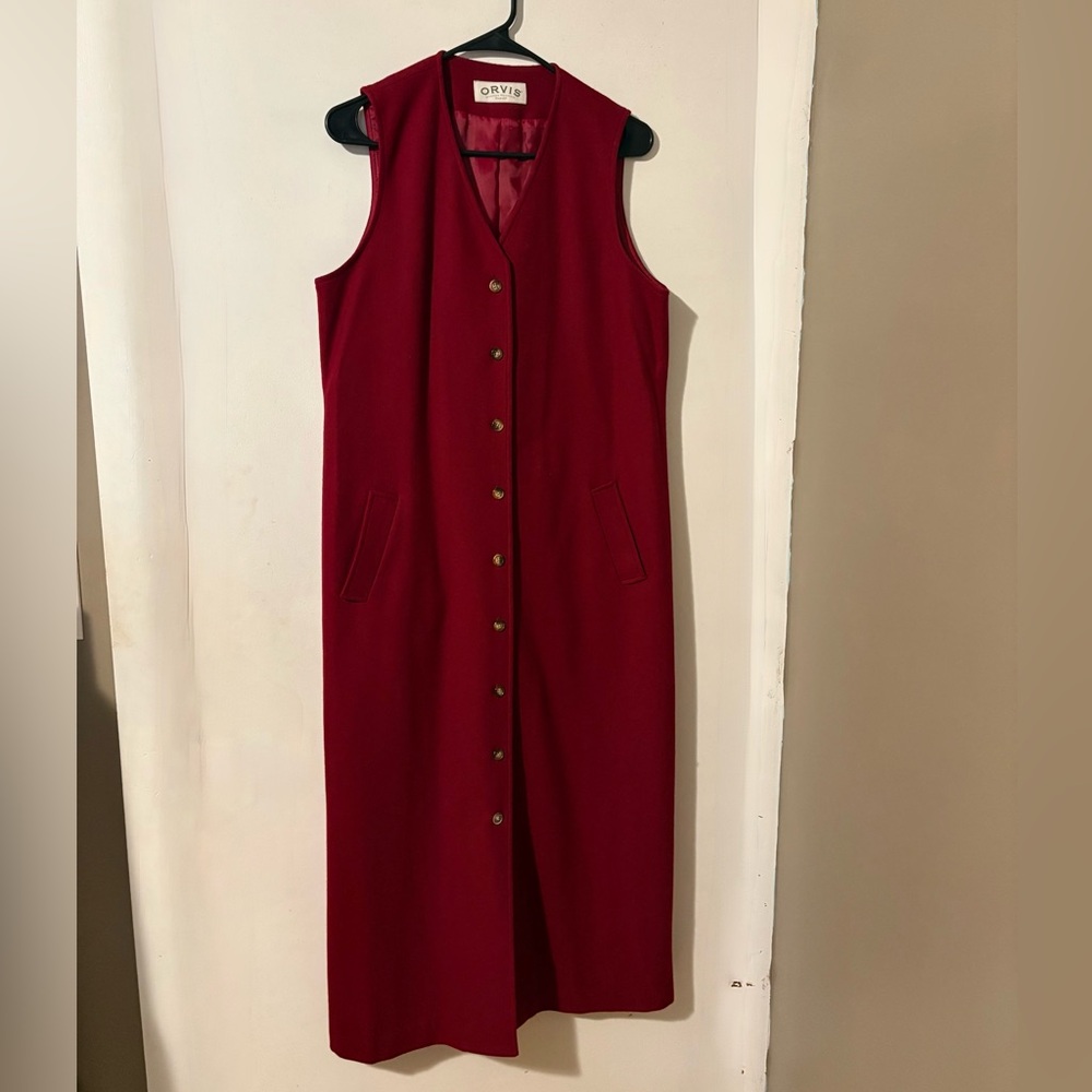 Orvis Classic Red Vest Style Wool Coat.  Size 6